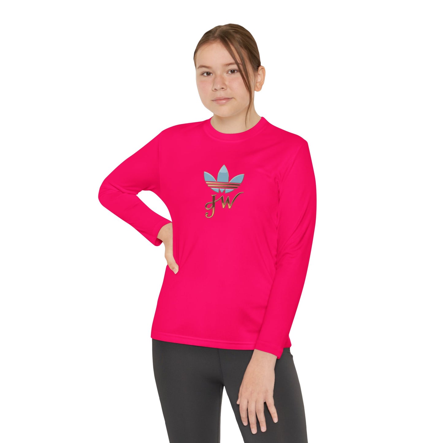 Youth Long Sleeve Active Tee - Lightweight Competitor Shirt with Stylish Logo - JW Store