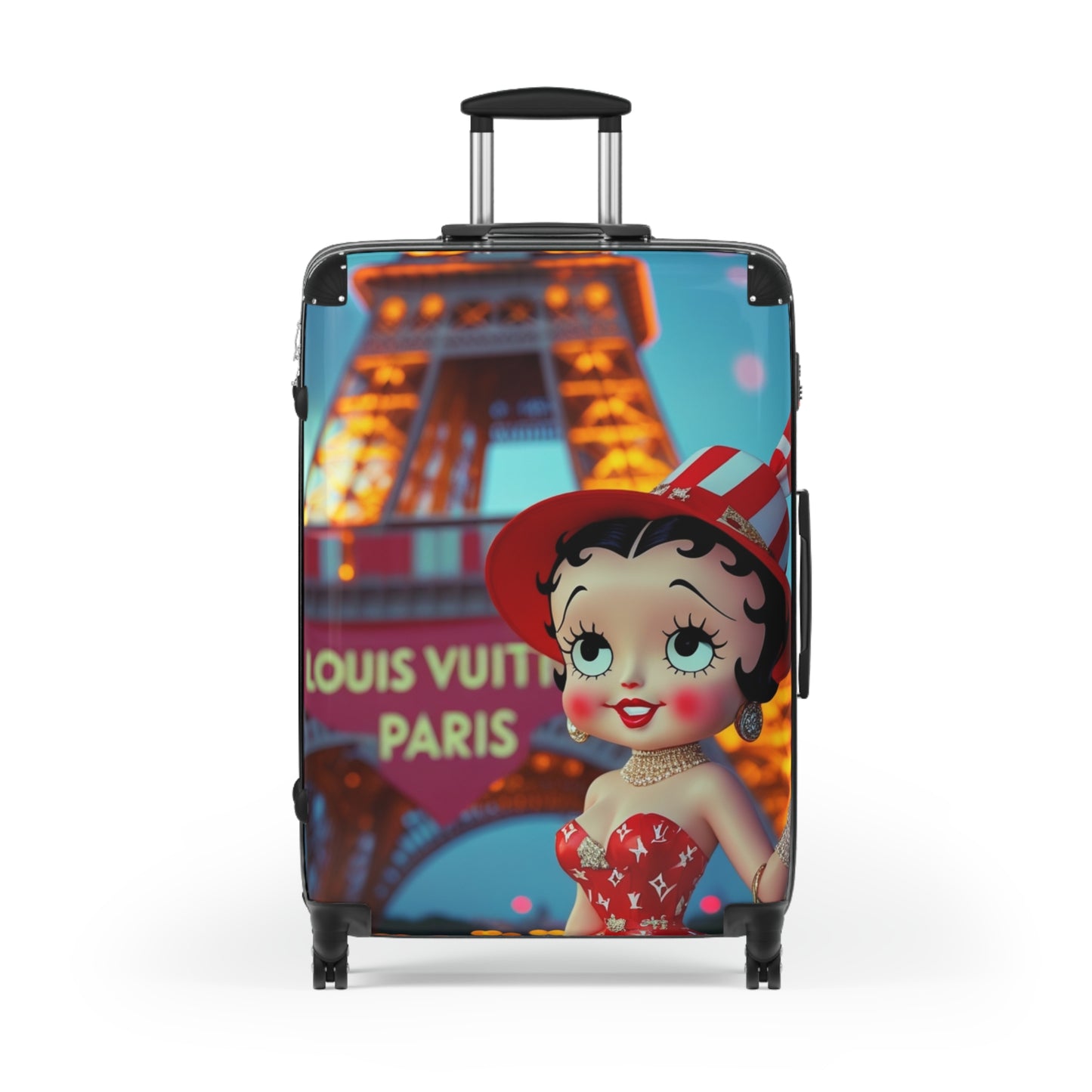 Retro Cartoon Suitcase with Eiffel Tower Design - JW Store