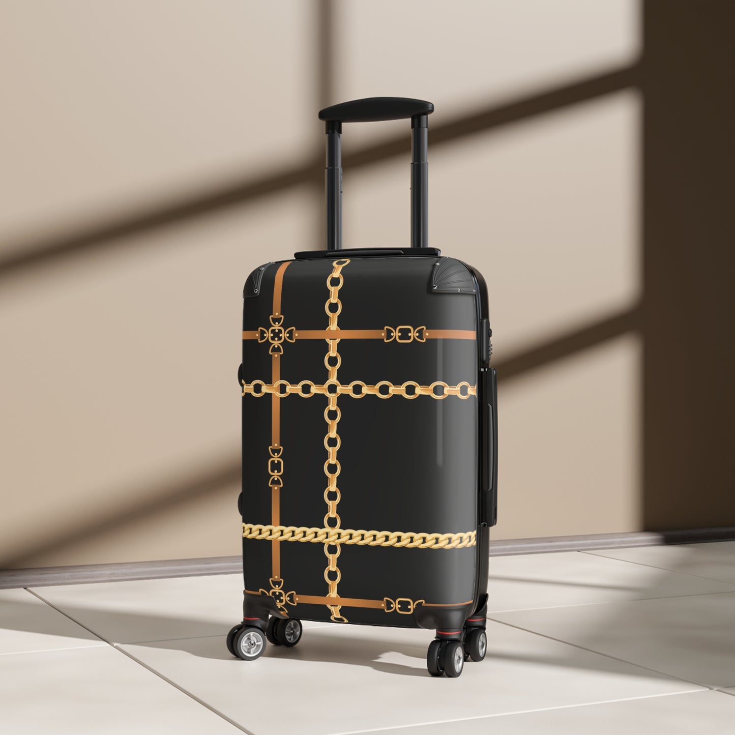 Trendy Gold Chain Design Suitcase - Stylish Luggage for Fashion Lovers - JW Store