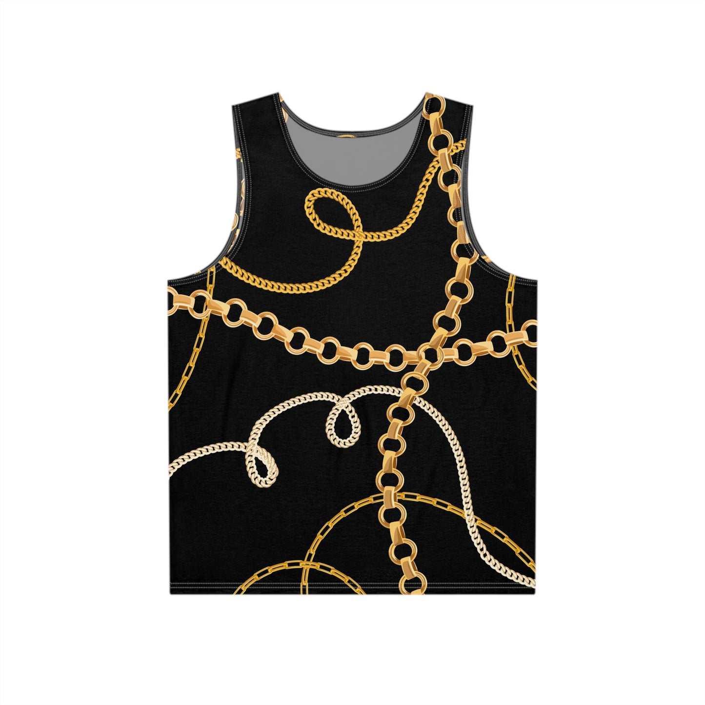 Gold Chain Graphic Men's Tank Top - Stylish Summer Wear