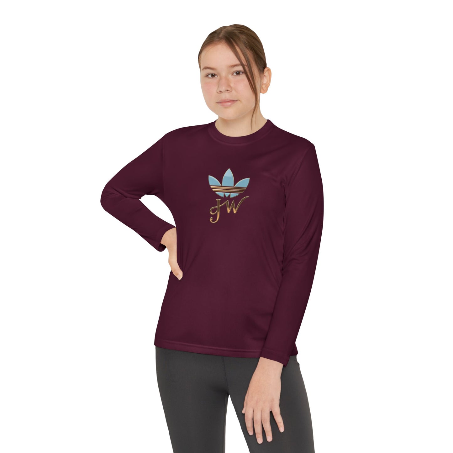 Youth Long Sleeve Active Tee - Lightweight Competitor Shirt with Stylish Logo - JW Store