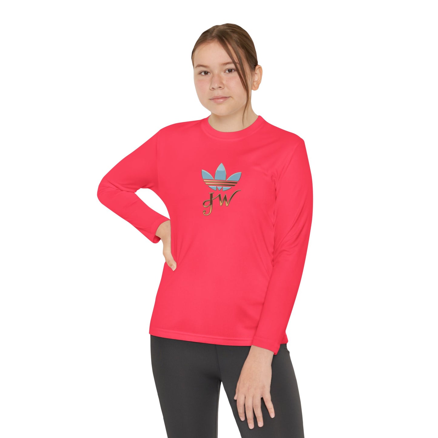 Youth Long Sleeve Active Tee - Lightweight Competitor Shirt with Stylish Logo - JW Store