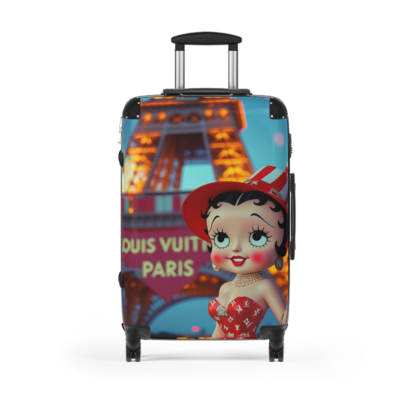 Retro Cartoon Suitcase with Eiffel Tower Design - JW Store