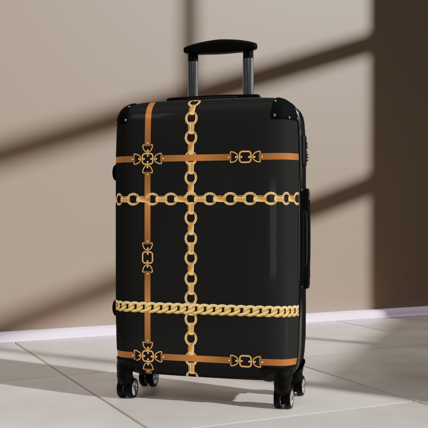 Trendy Gold Chain Design Suitcase - Stylish Luggage for Fashion Lovers - JW Store