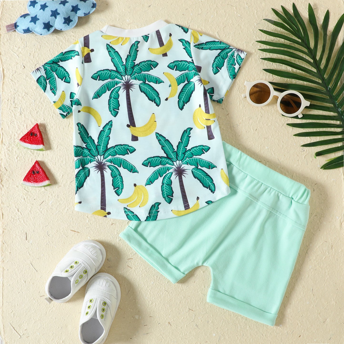 New Sports Style Tropical Rainforest Printing T-shirt Shorts Set
