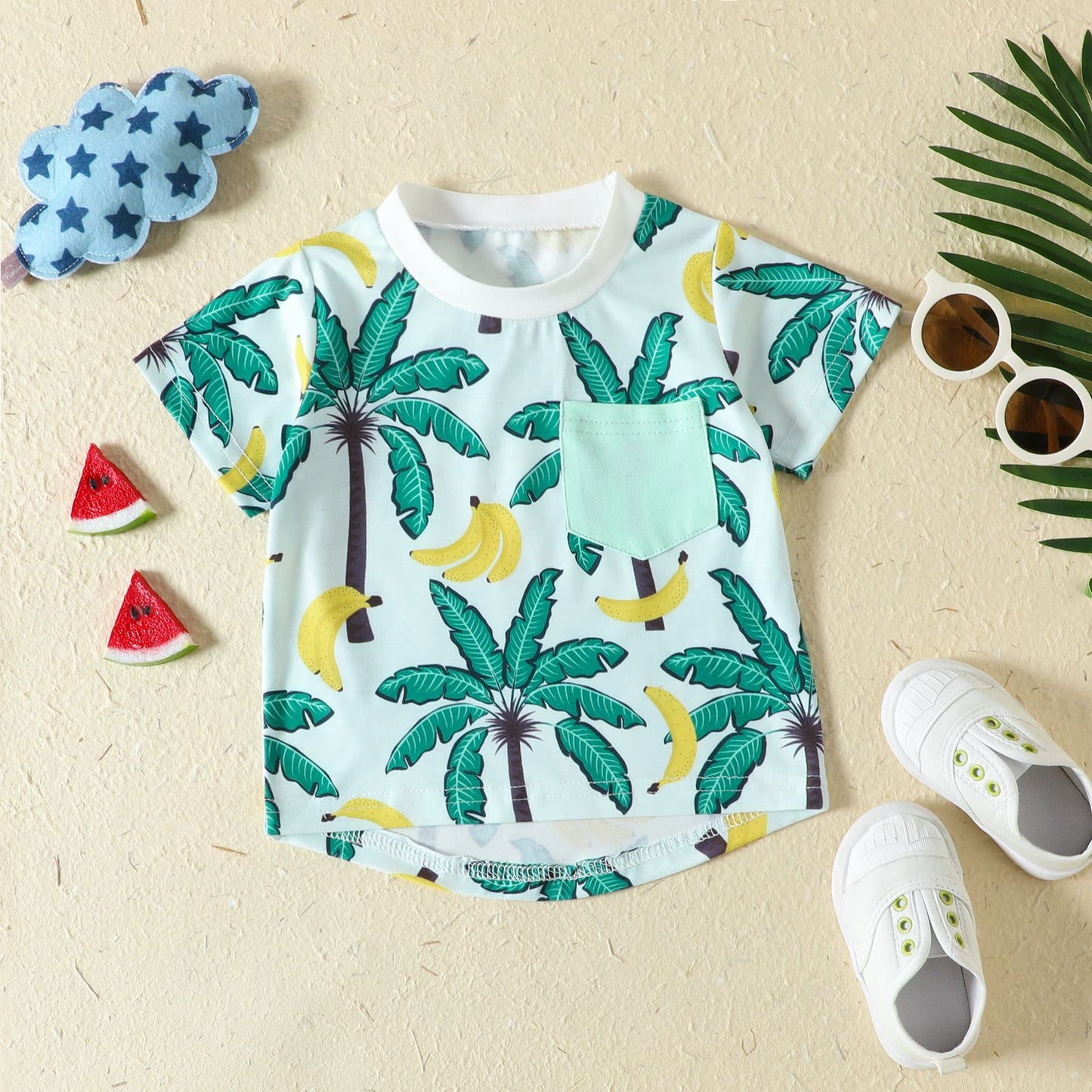 New Sports Style Tropical Rainforest Printing T-shirt Shorts Set