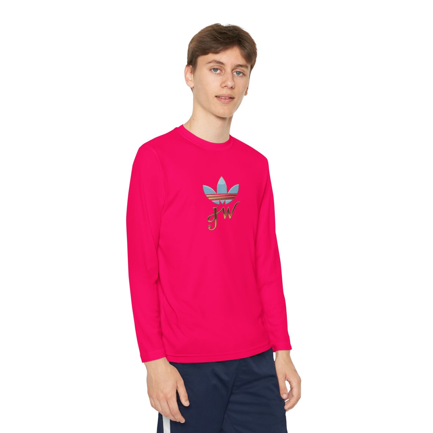 Youth Long Sleeve Active Tee - Lightweight Competitor Shirt with Stylish Logo - JW Store
