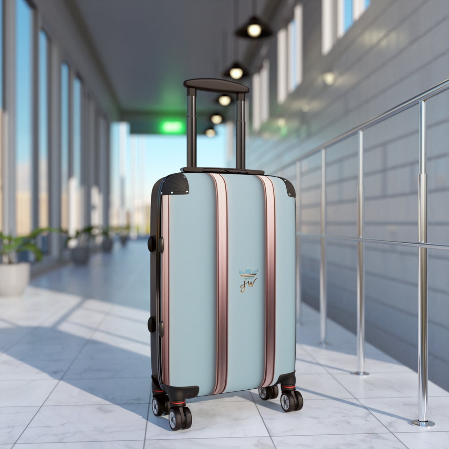 Stylish Hard-Shell Suitcase with Rose Gold Accents - JW Store