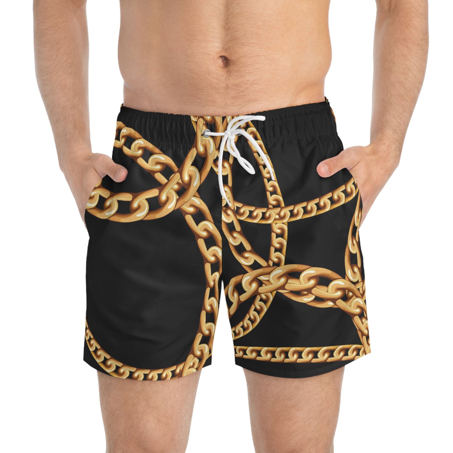 Gold Chain Swim Trunks - Trendy Beachwear for Summer Fun - JW Store