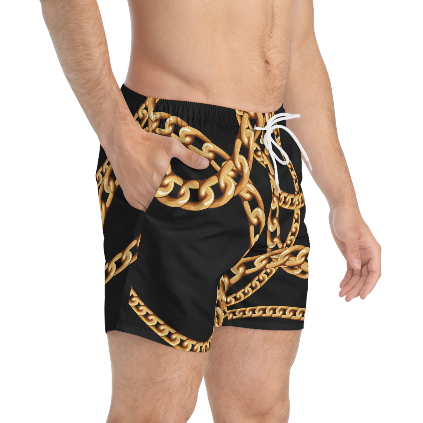 Gold Chain Swim Trunks - Trendy Beachwear for Summer Fun - JW Store