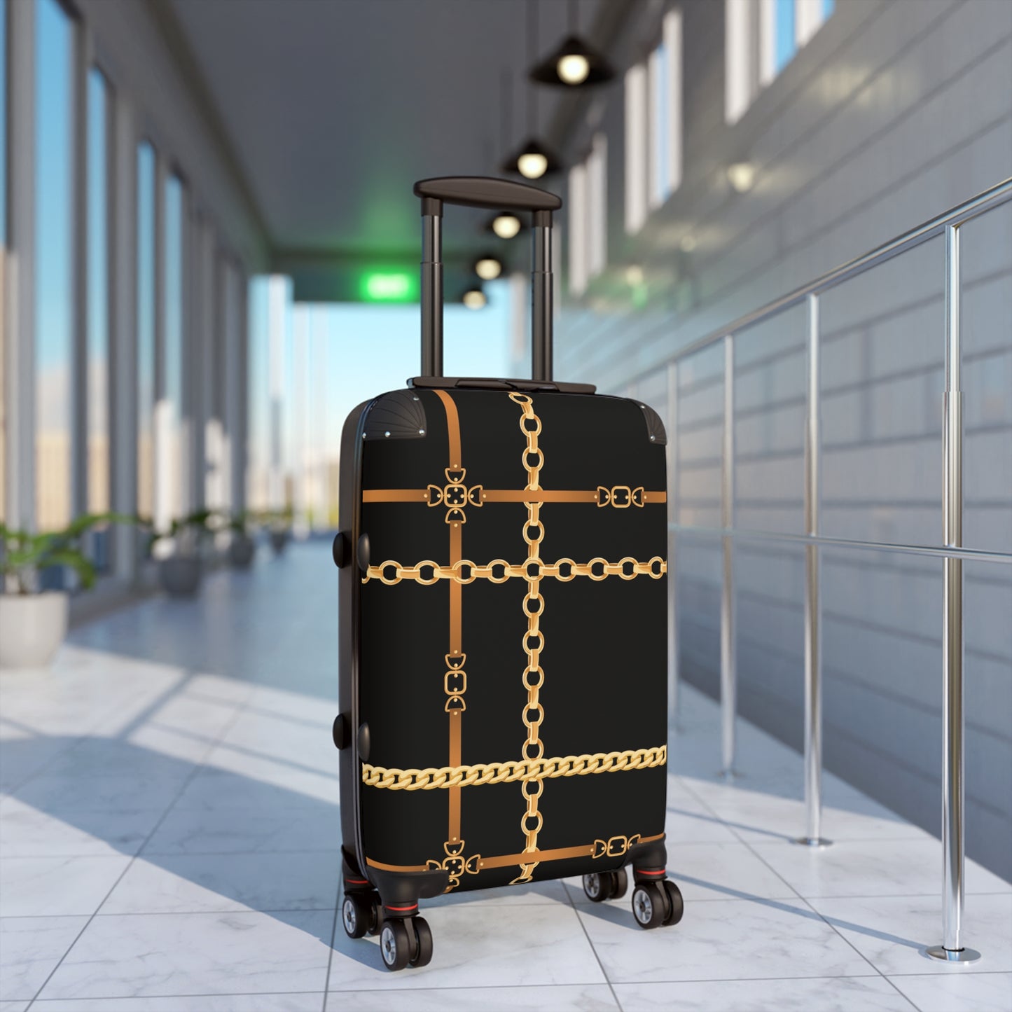 Trendy Gold Chain Design Suitcase - Stylish Luggage for Fashion Lovers - JW Store