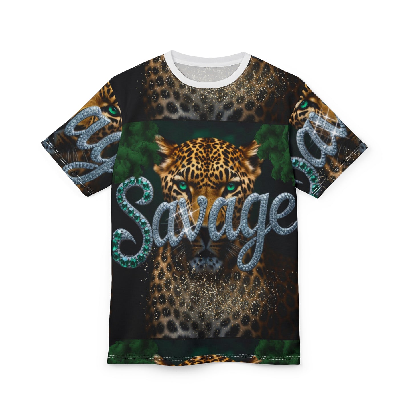 Savage Leopard Unisex Cut & Sew Tee - Bold Animal Print Shirt