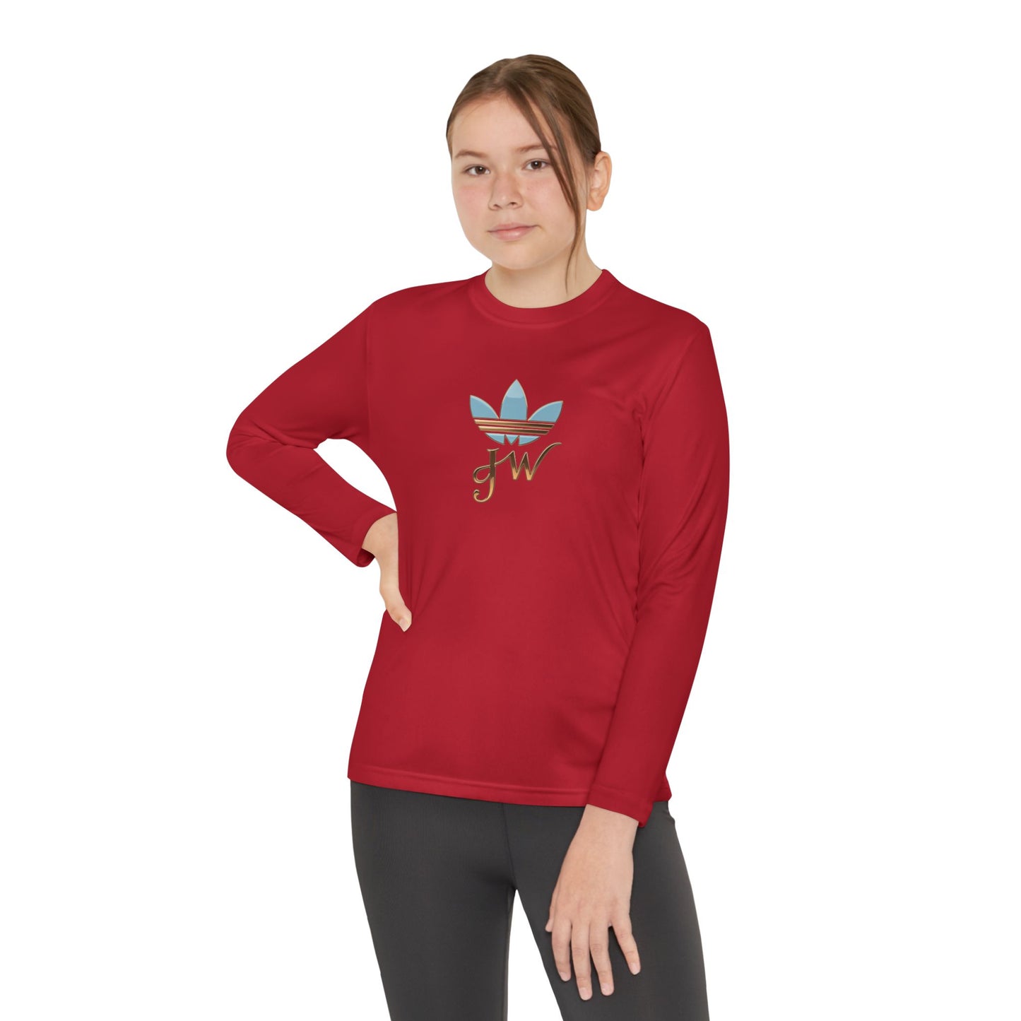 Youth Long Sleeve Active Tee - Lightweight Competitor Shirt with Stylish Logo - JW Store