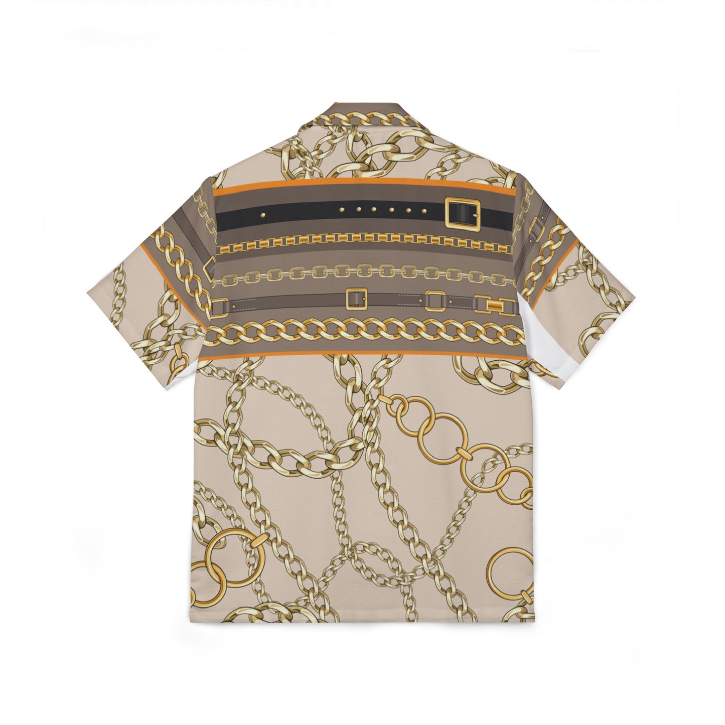 Men's Hawaiian Camp Shirt - Trendy Chain Print for Beach & Casual Wear