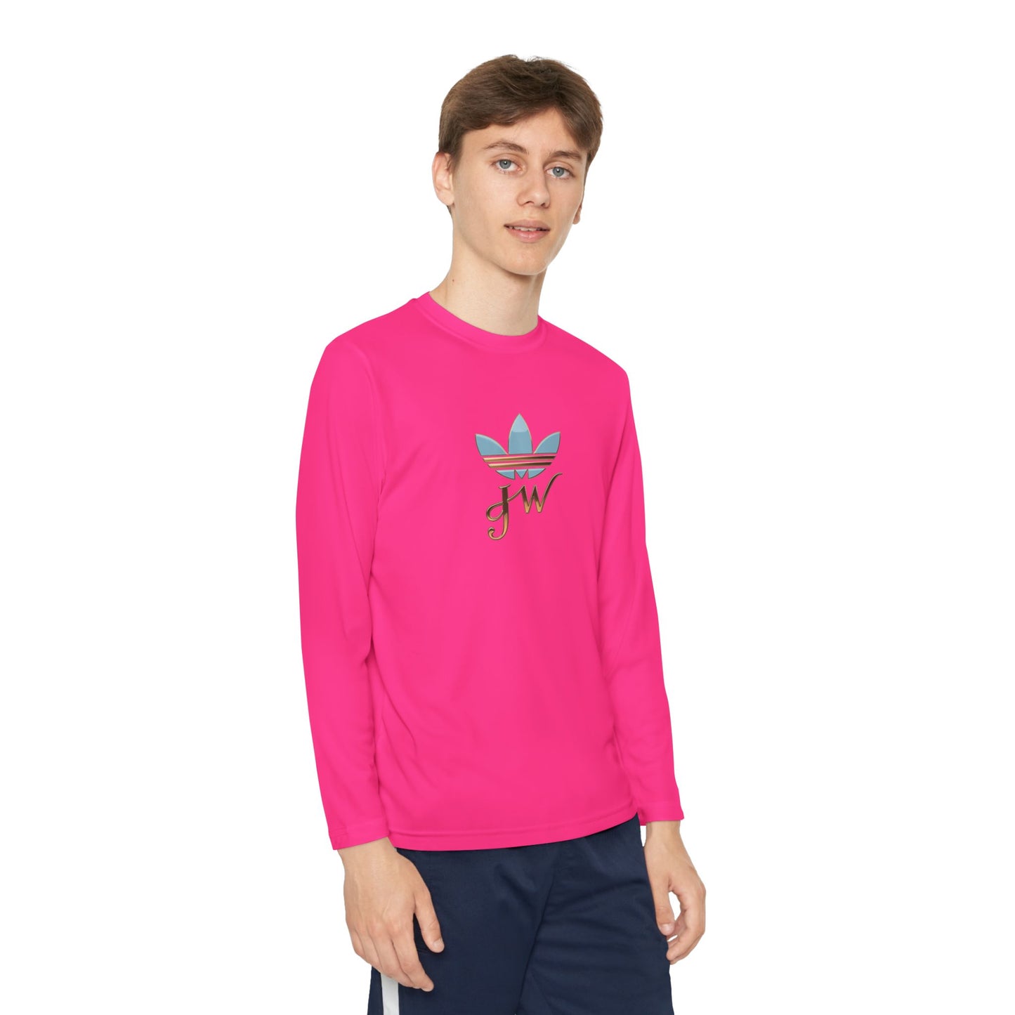 Youth Long Sleeve Active Tee - Lightweight Competitor Shirt with Stylish Logo - JW Store