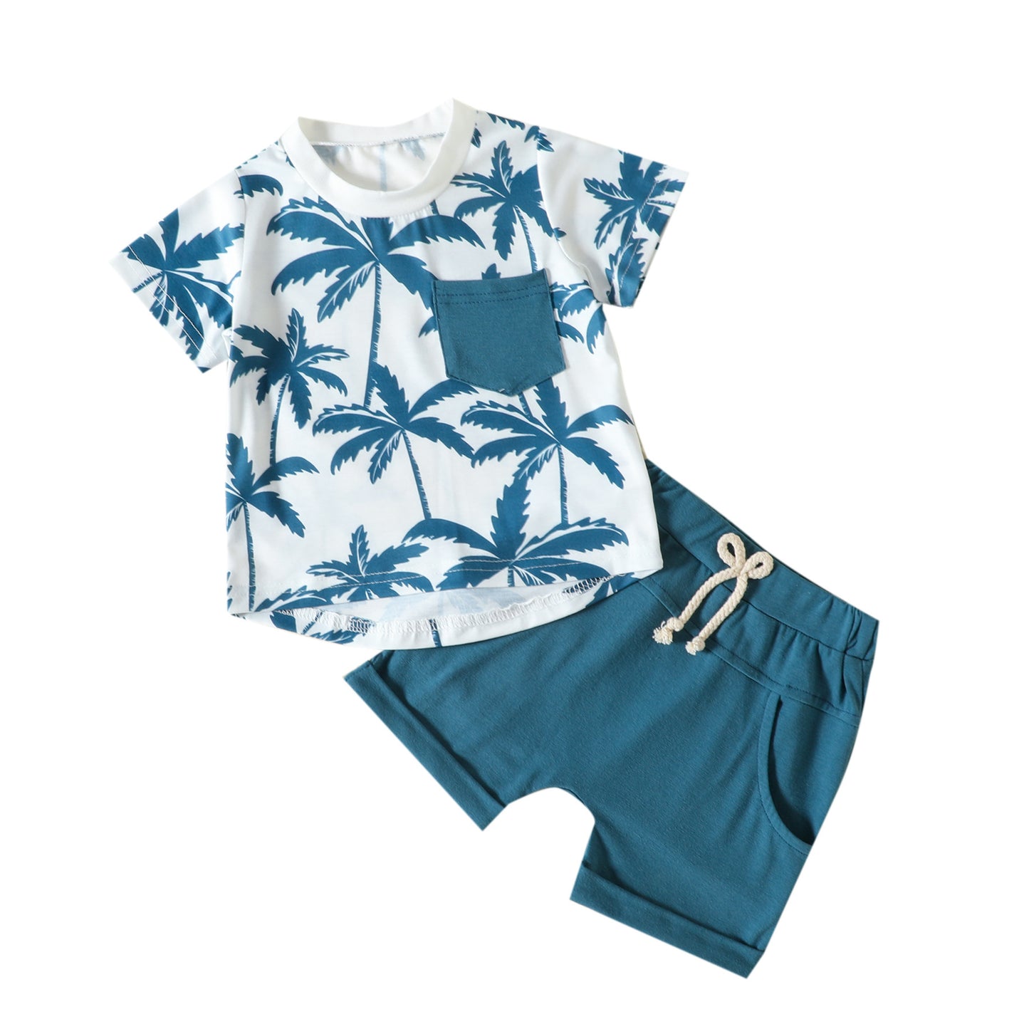 New Sports Style Tropical Rainforest Printing T-shirt Shorts Set