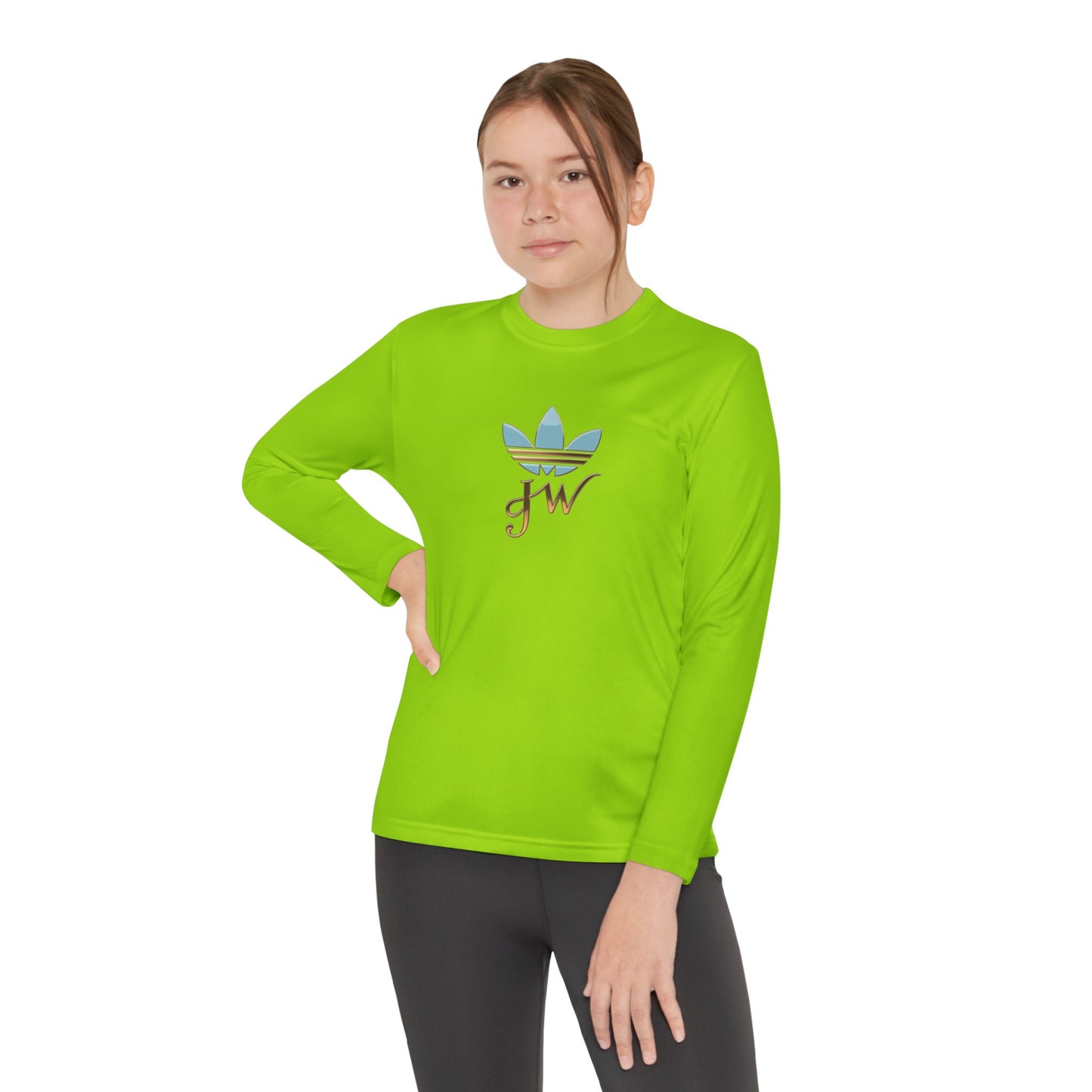 Youth Long Sleeve Active Tee - Lightweight Competitor Shirt with Stylish Logo - JW Store