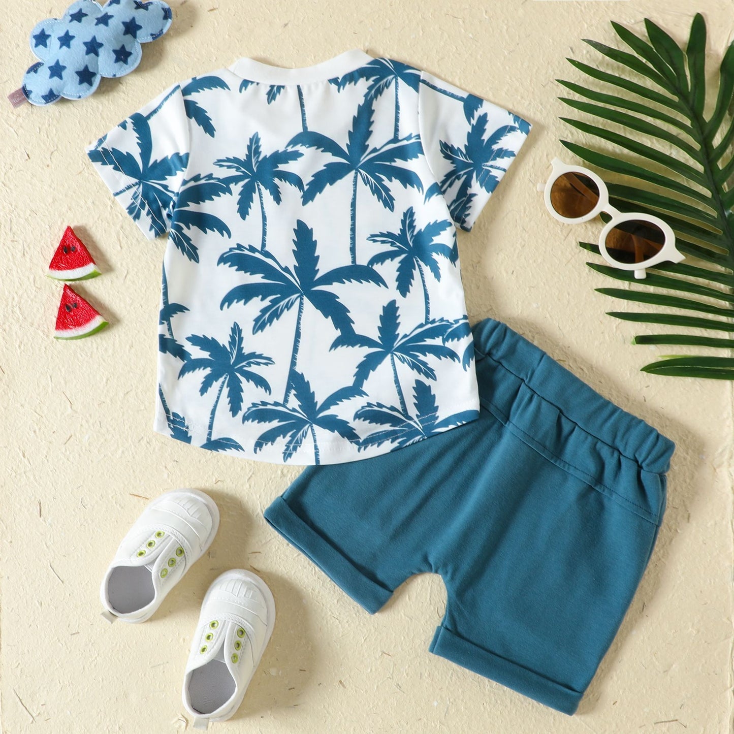 New Sports Style Tropical Rainforest Printing T-shirt Shorts Set