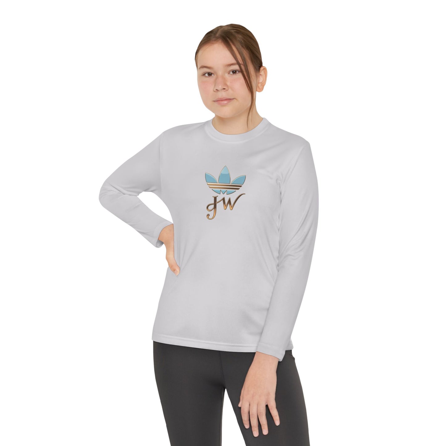 Youth Long Sleeve Active Tee - Lightweight Competitor Shirt with Stylish Logo - JW Store