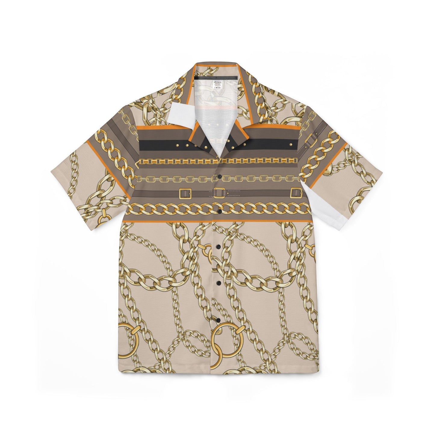 Men's Hawaiian Camp Shirt - Trendy Chain Print for Beach & Casual Wear