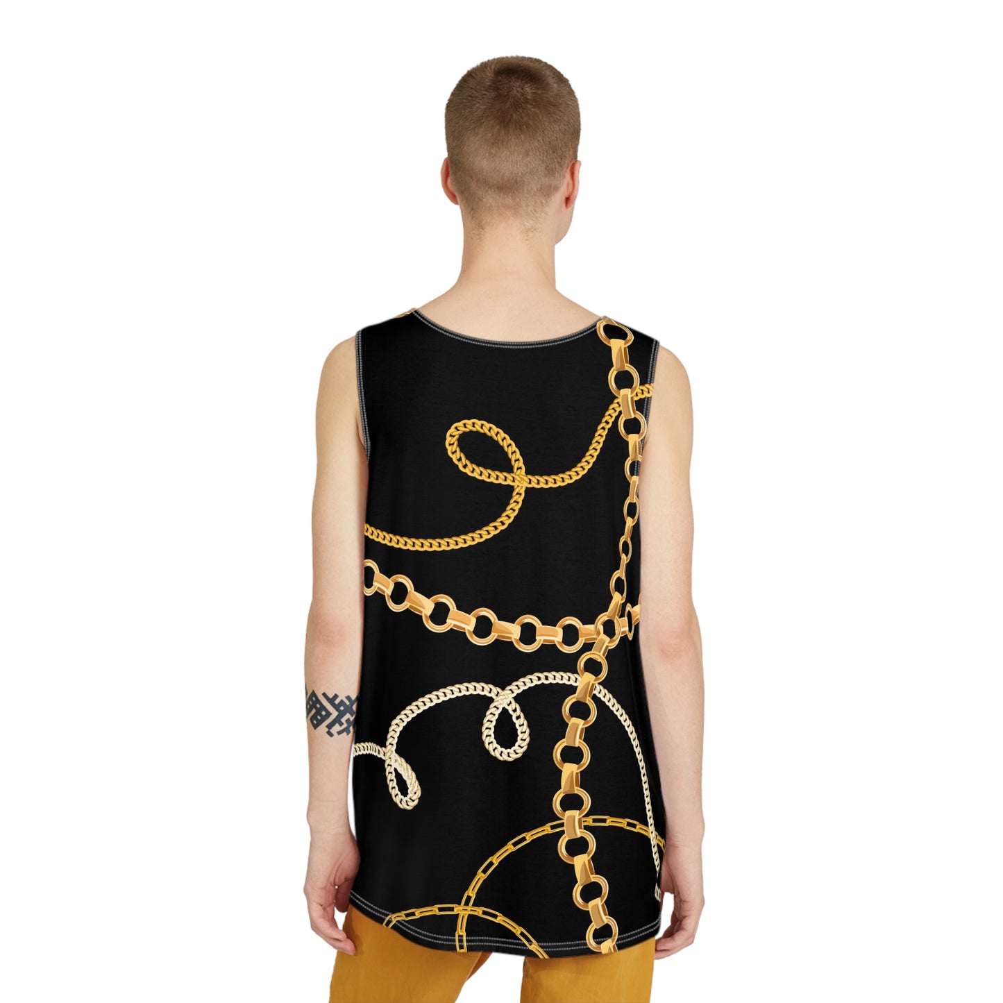 Gold Chain Graphic Men's Tank Top - Stylish Summer Wear