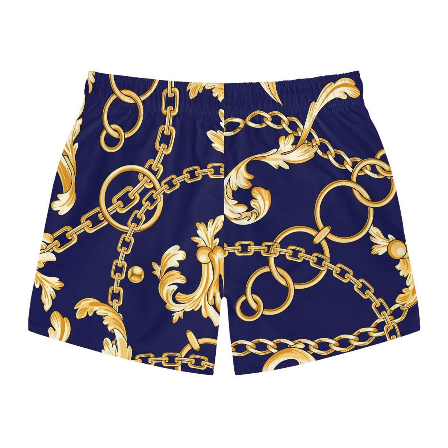 Gold Chain Pattern Swim Trunks - Bold & Stylish Beachwear