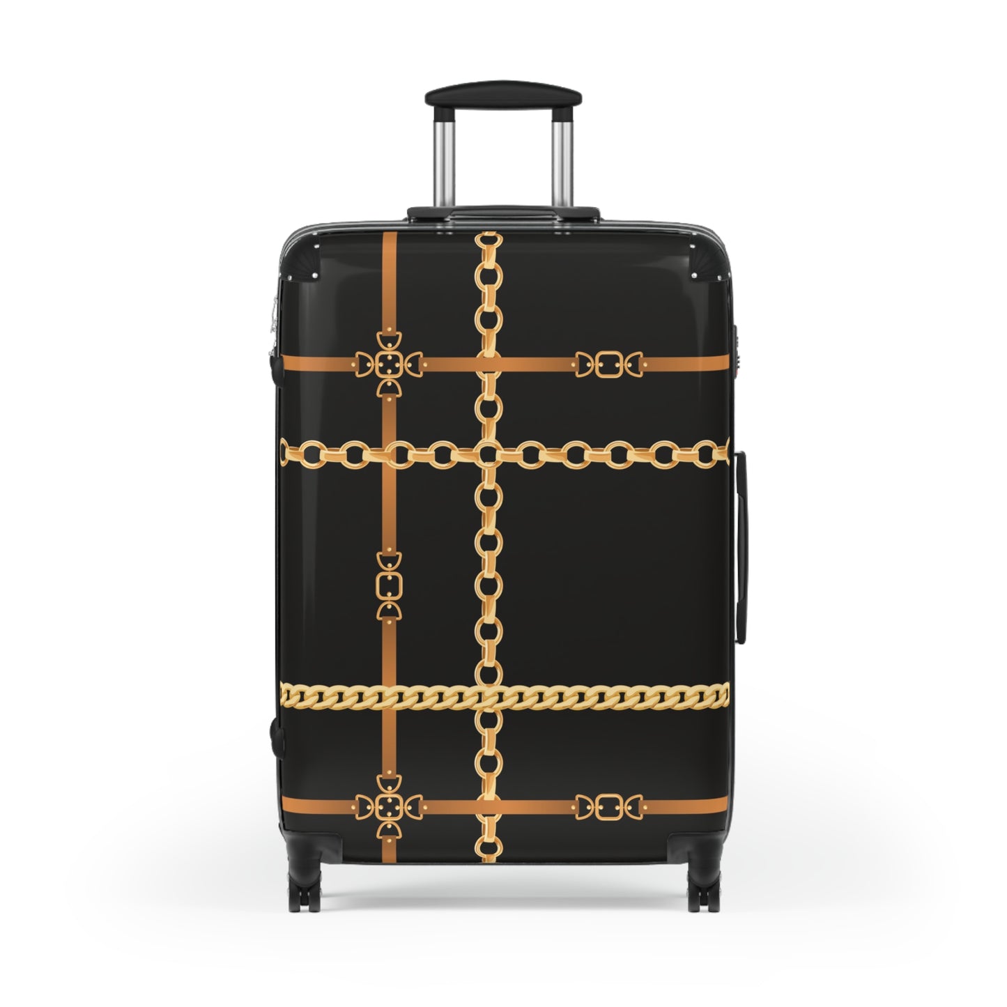 Trendy Gold Chain Design Suitcase - Stylish Luggage for Fashion Lovers - JW Store