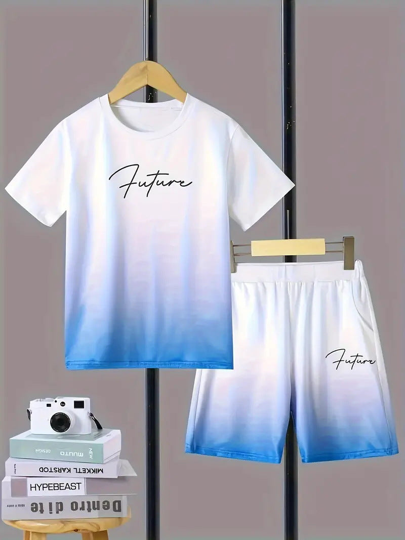 Boys' Casual Short Sleeve T-shirt Top Shorts Two-piece Set