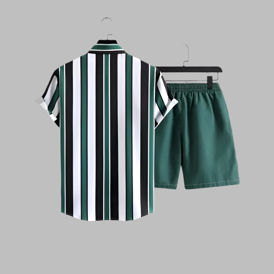 Mens stripe summer shirt and shorts set