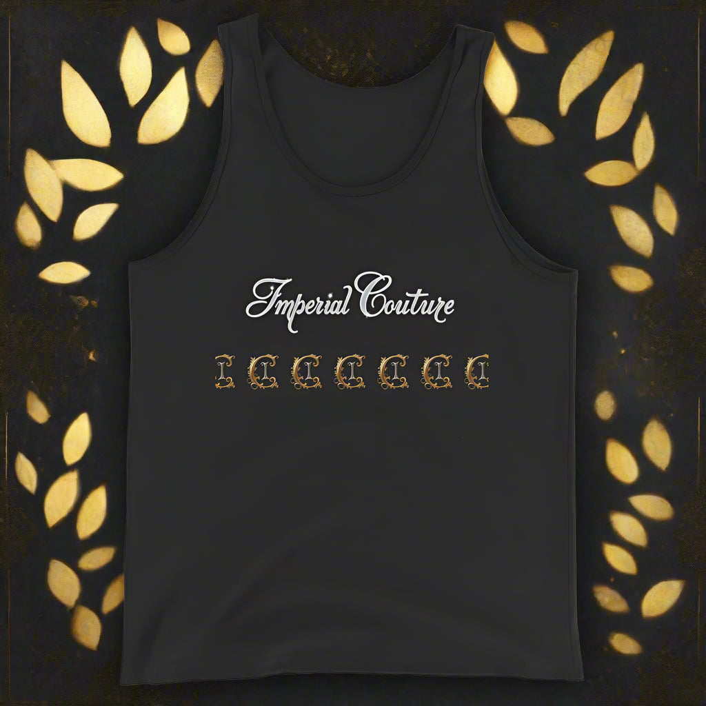 Imperial Couture Men's Tank Top, classic black design with white and gold lettering.