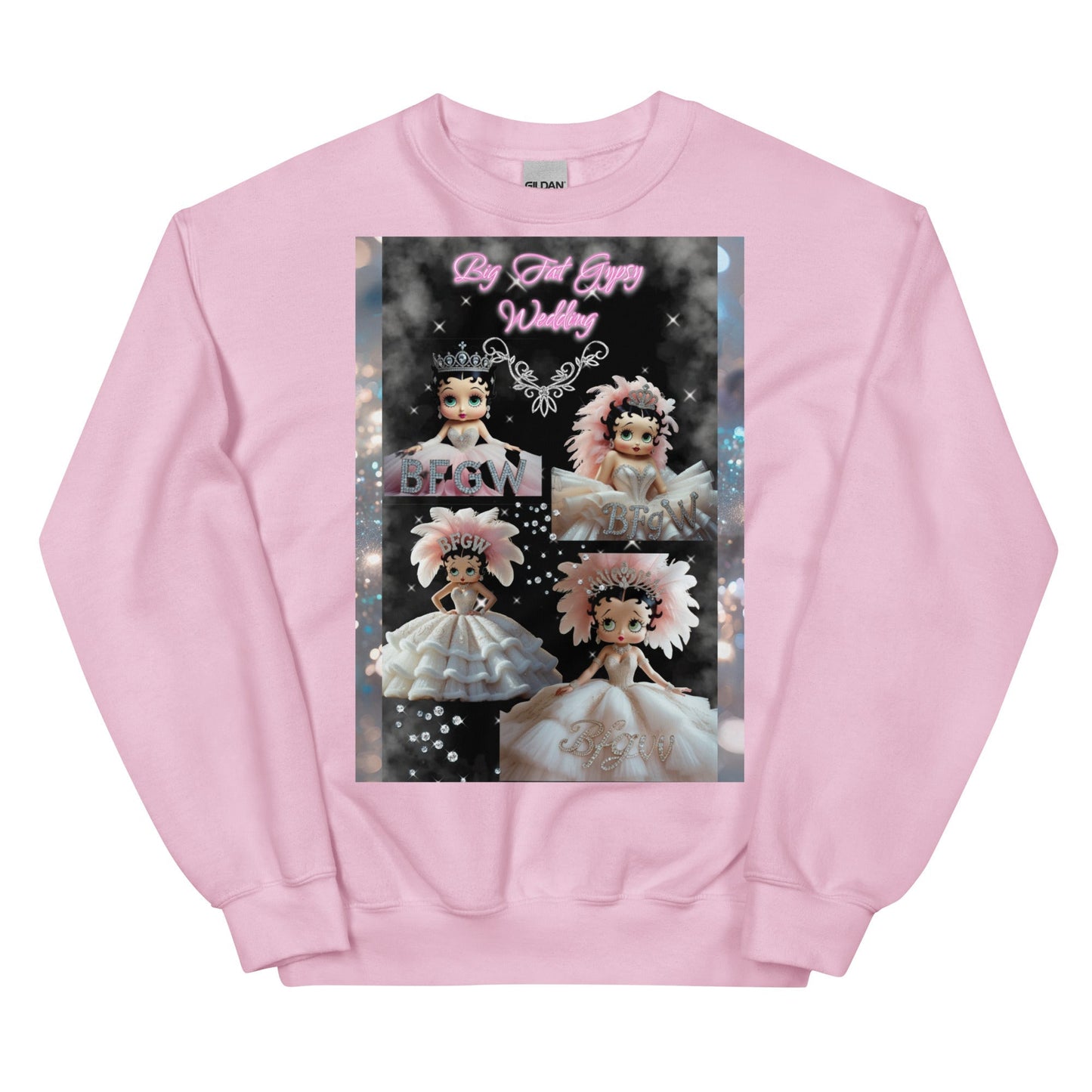 Pink BBUnisex Sweatshirt with unique graphic design, classic fit, warm and soft feel.
