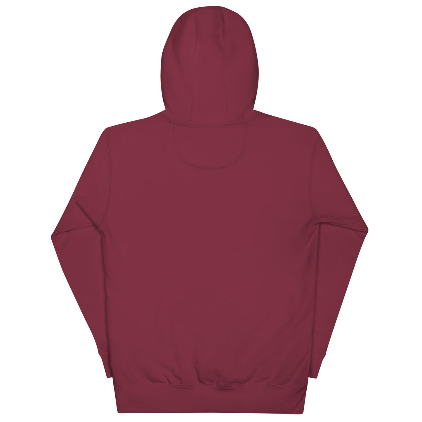 Unisex hoodie in deep red with a classic streetwear design, featuring a pouch pocket and warm hood.