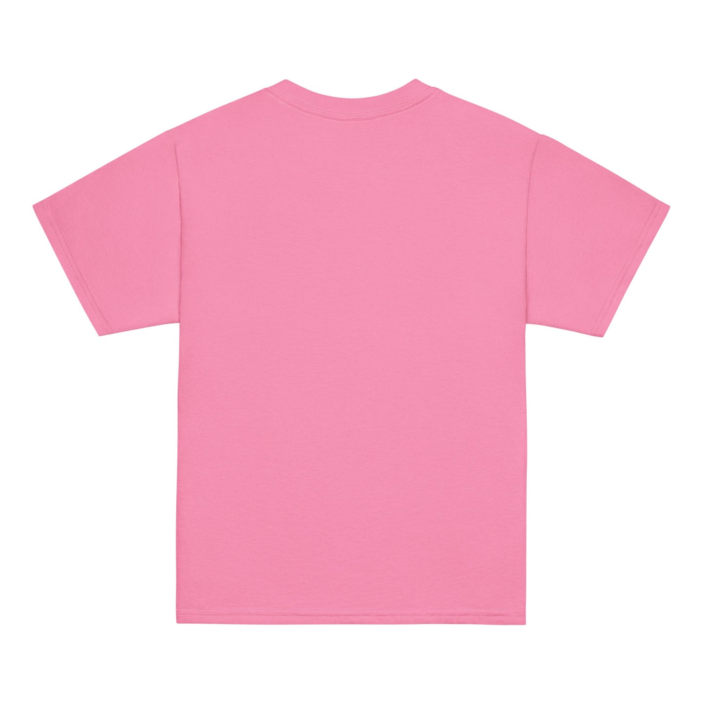 Pink youth classic tee, short sleeves, 100% cotton, versatile wardrobe staple.