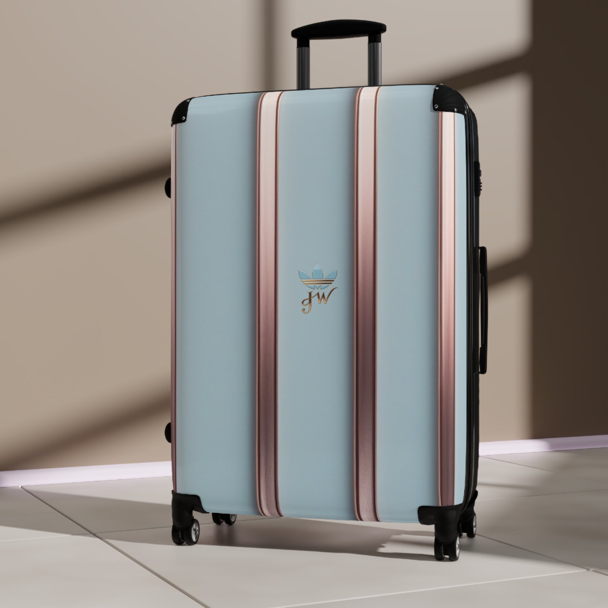 Stylish Hard-Shell Suitcase with Rose Gold Accents - JW Store