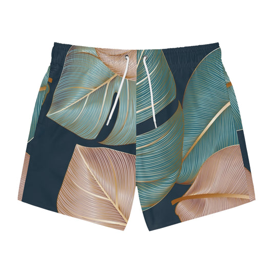 Tropical Leaf Swim Trunks - Stylish Men's Beachwear for Summer Fun - JW Store