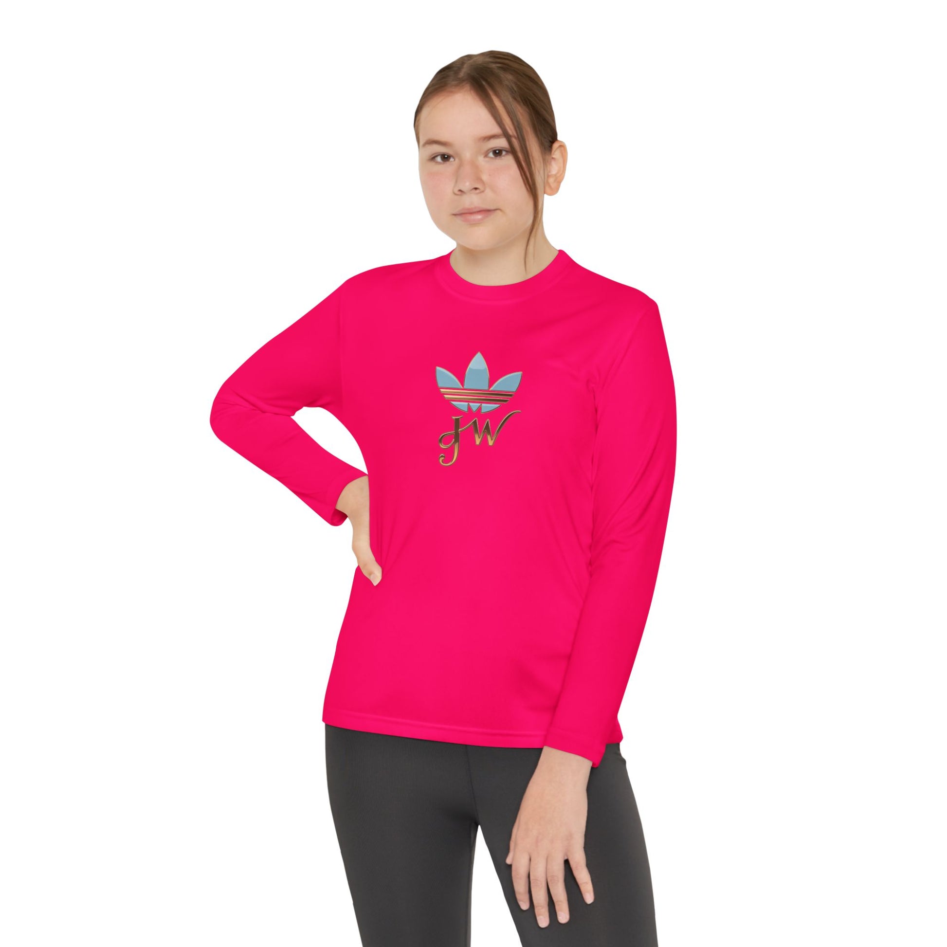 Youth Long Sleeve Active Tee - Lightweight Competitor Shirt with Stylish Logo - JW Store