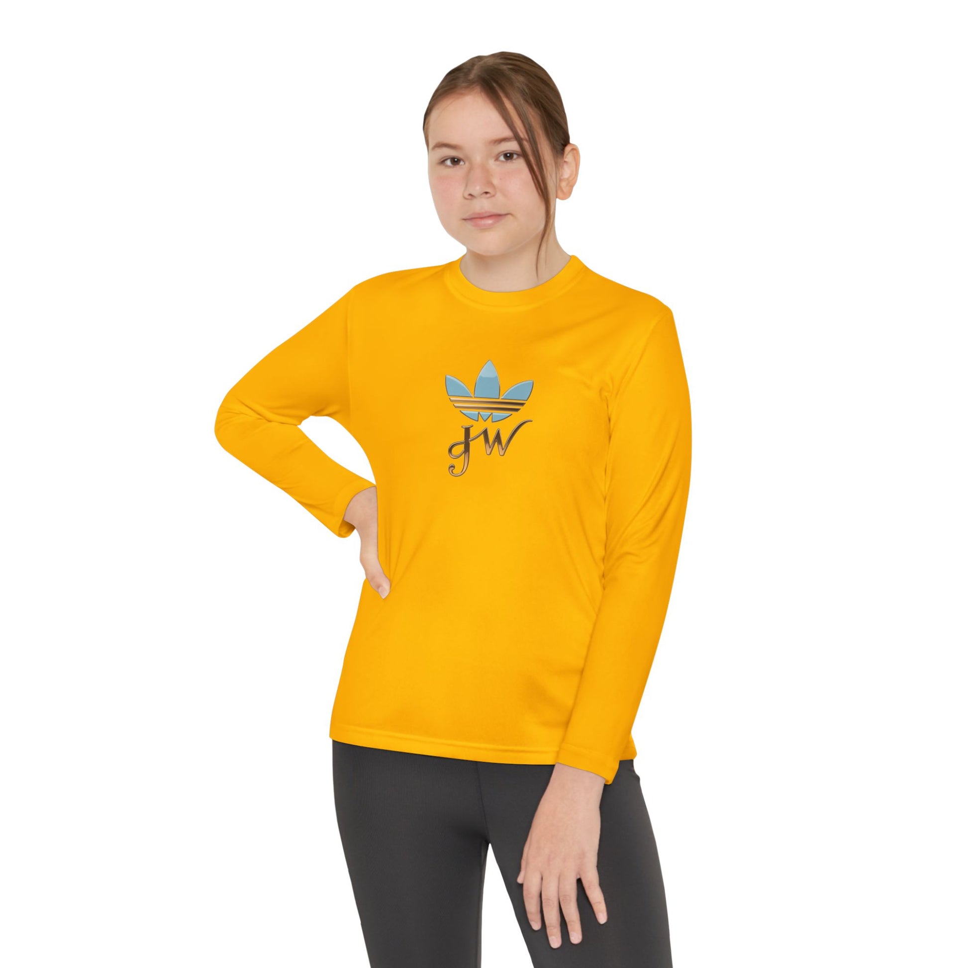 Youth Long Sleeve Active Tee - Lightweight Competitor Shirt with Stylish Logo - JW Store