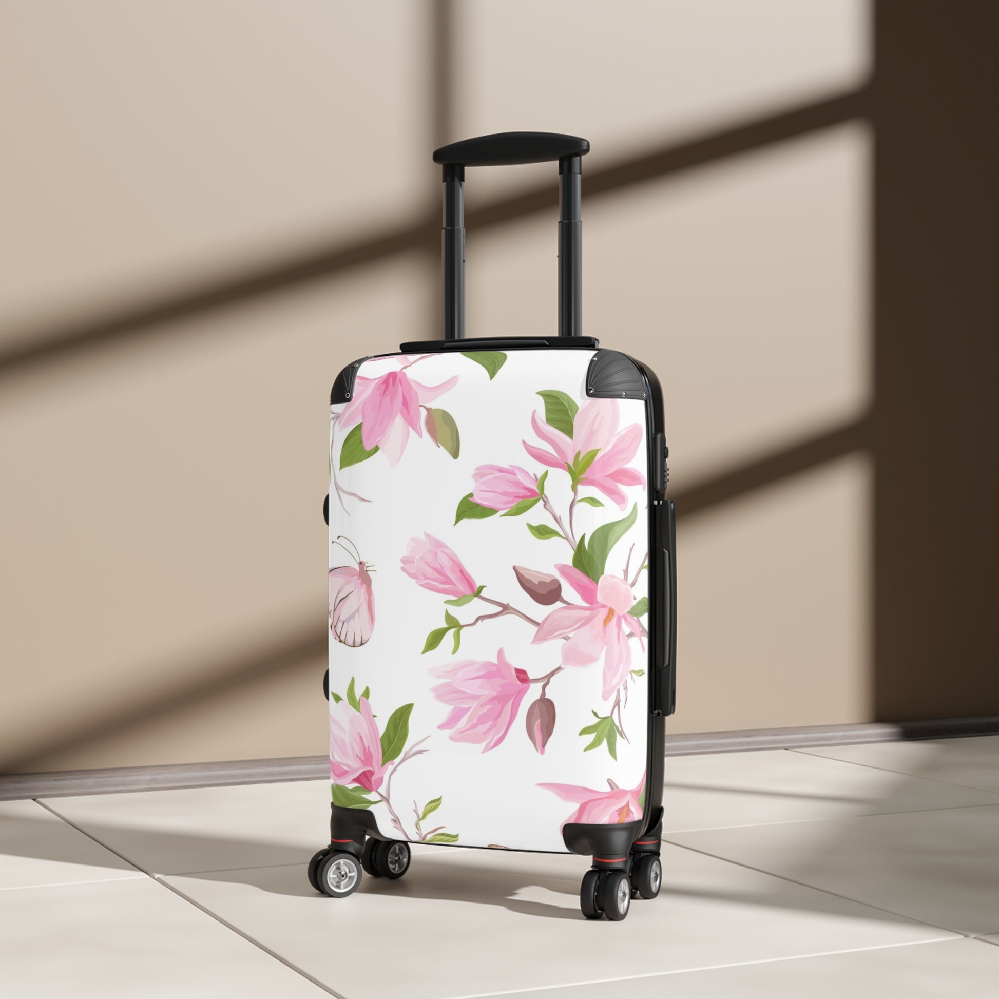 Floral Soft Suitcase – Stylish Travel Luggage with Butterfly Design - JW Store