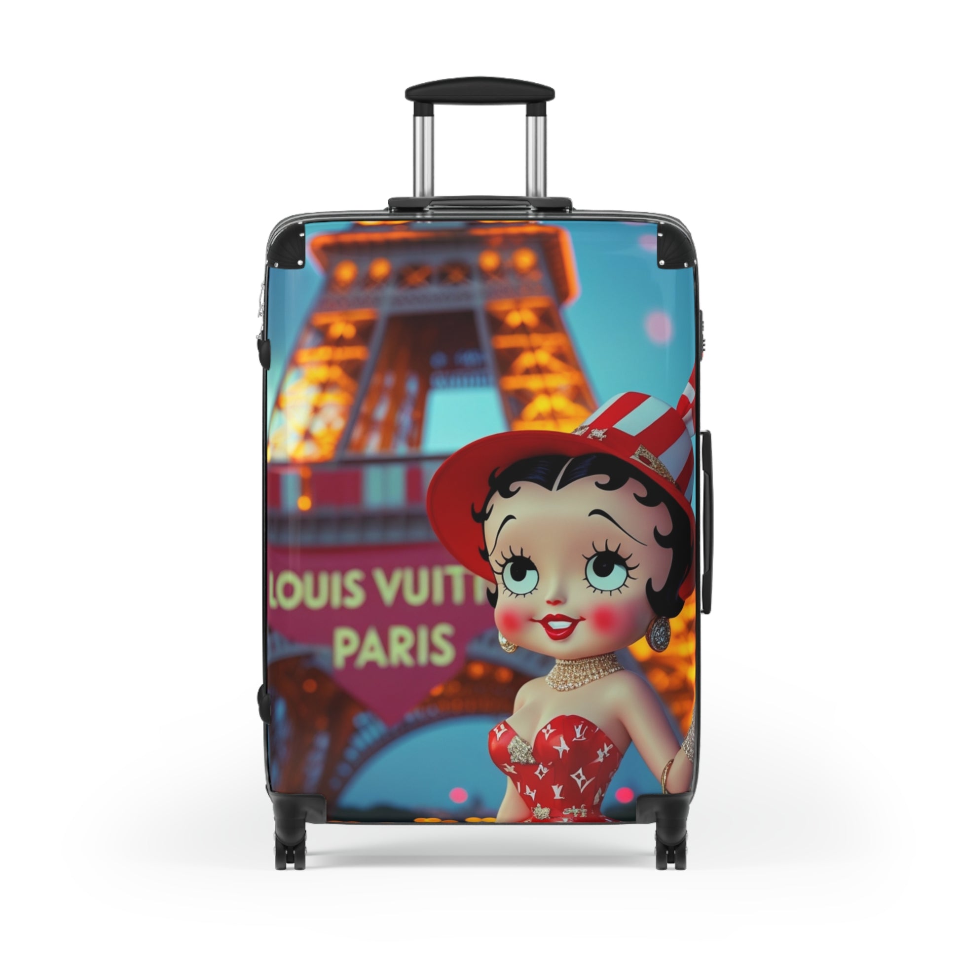 Retro Cartoon Suitcase with Eiffel Tower Design - JW Store