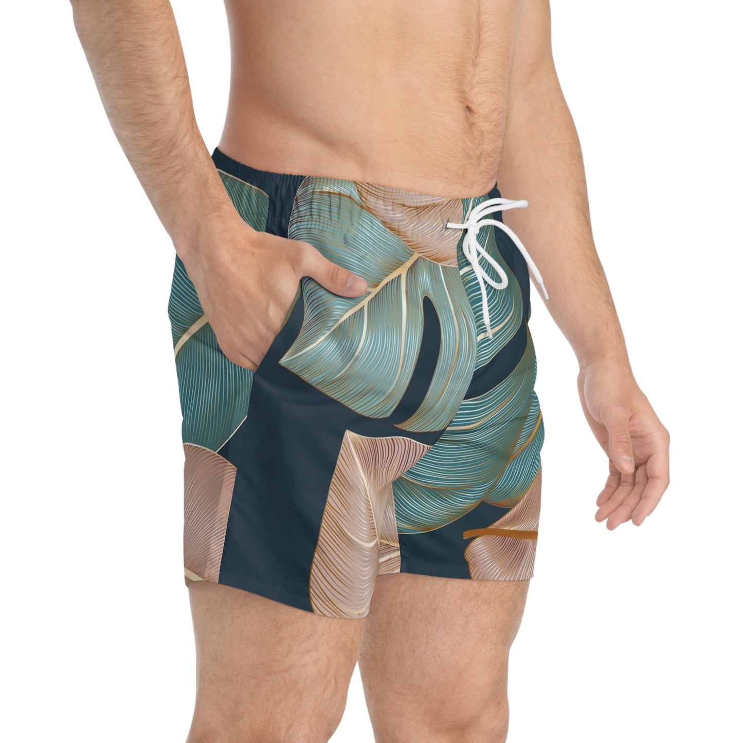 Tropical Leaf Swim Trunks - Stylish Men's Beachwear for Summer Fun - JW Store
