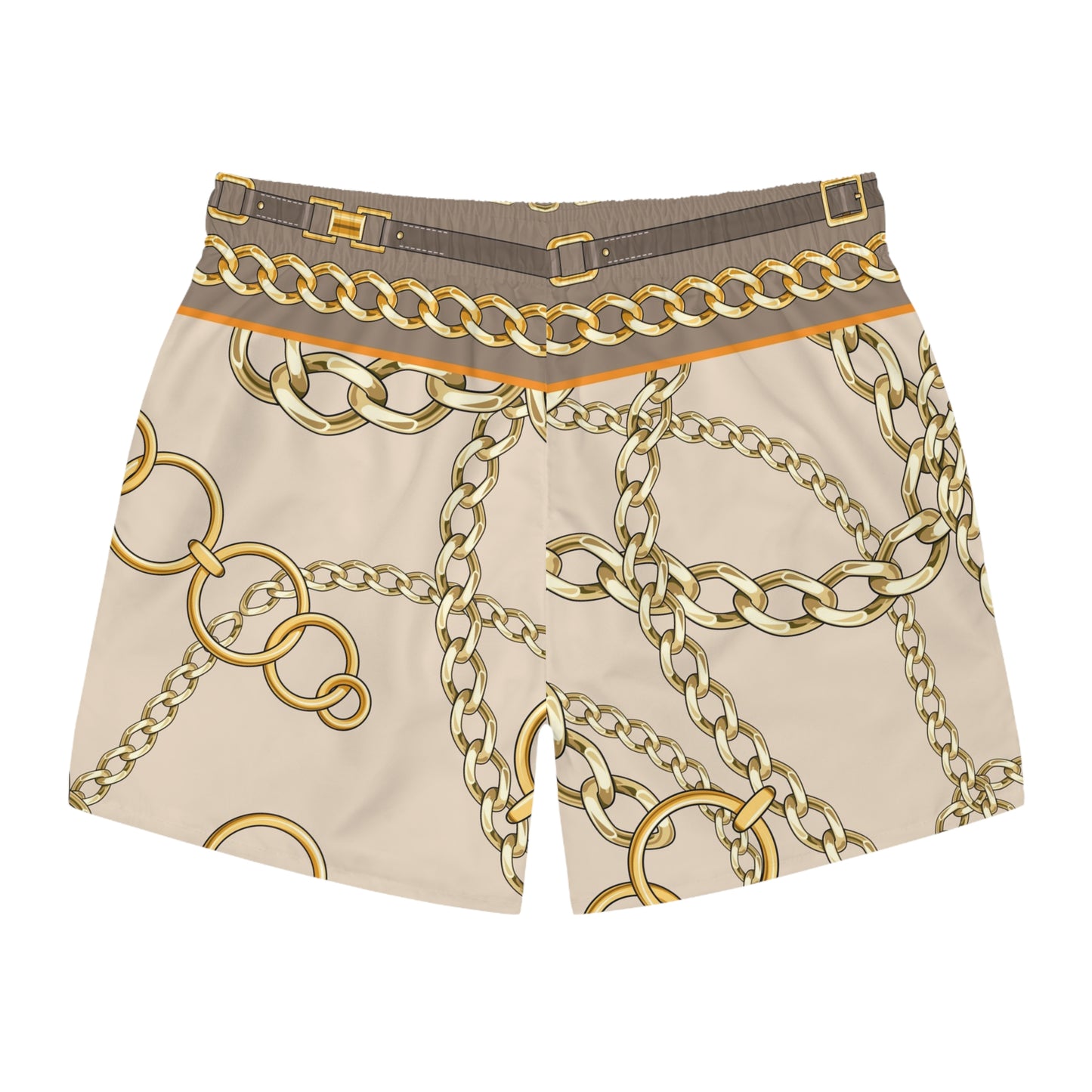 Gold Chain Print Swim Trunks for Summer Style