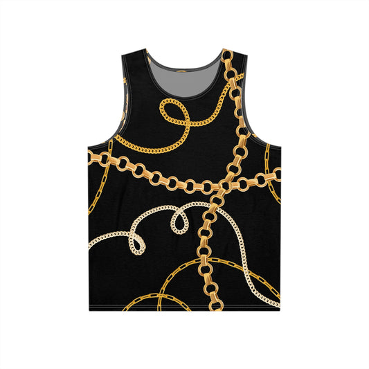 Gold Chain Graphic Men's Tank Top - Stylish Summer Wear