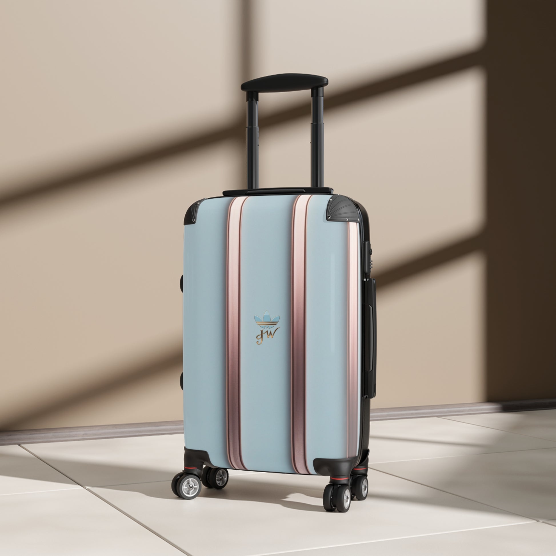 Stylish Hard-Shell Suitcase with Rose Gold Accents - JW Store