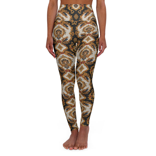 Elegant High Waisted Yoga Leggings with Vintage Print - JW Store