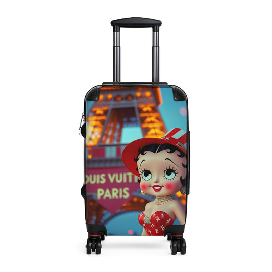 Retro Cartoon Suitcase with Eiffel Tower Design - JW Store