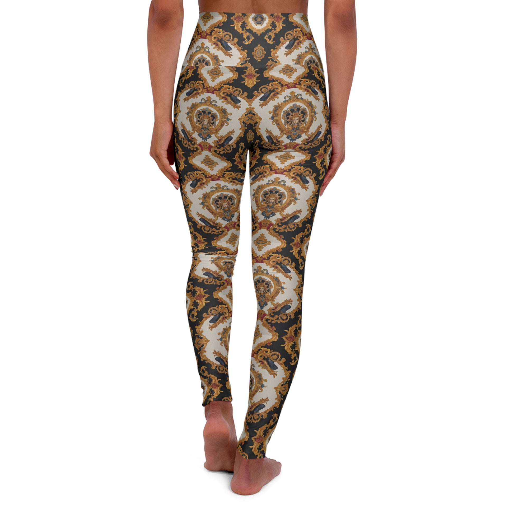 Elegant High Waisted Yoga Leggings with Vintage Print - JW Store