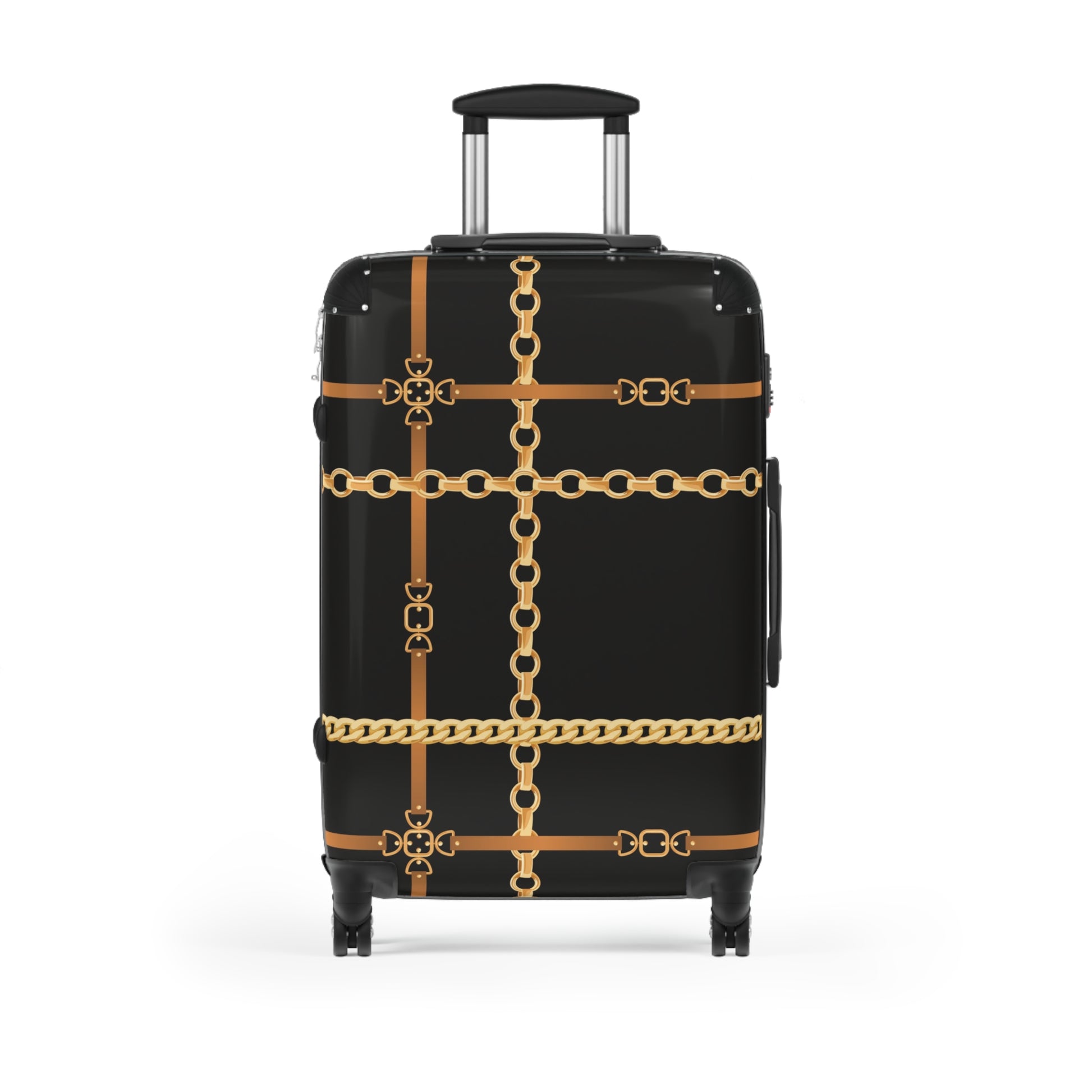Trendy Gold Chain Design Suitcase - Stylish Luggage for Fashion Lovers - JW Store