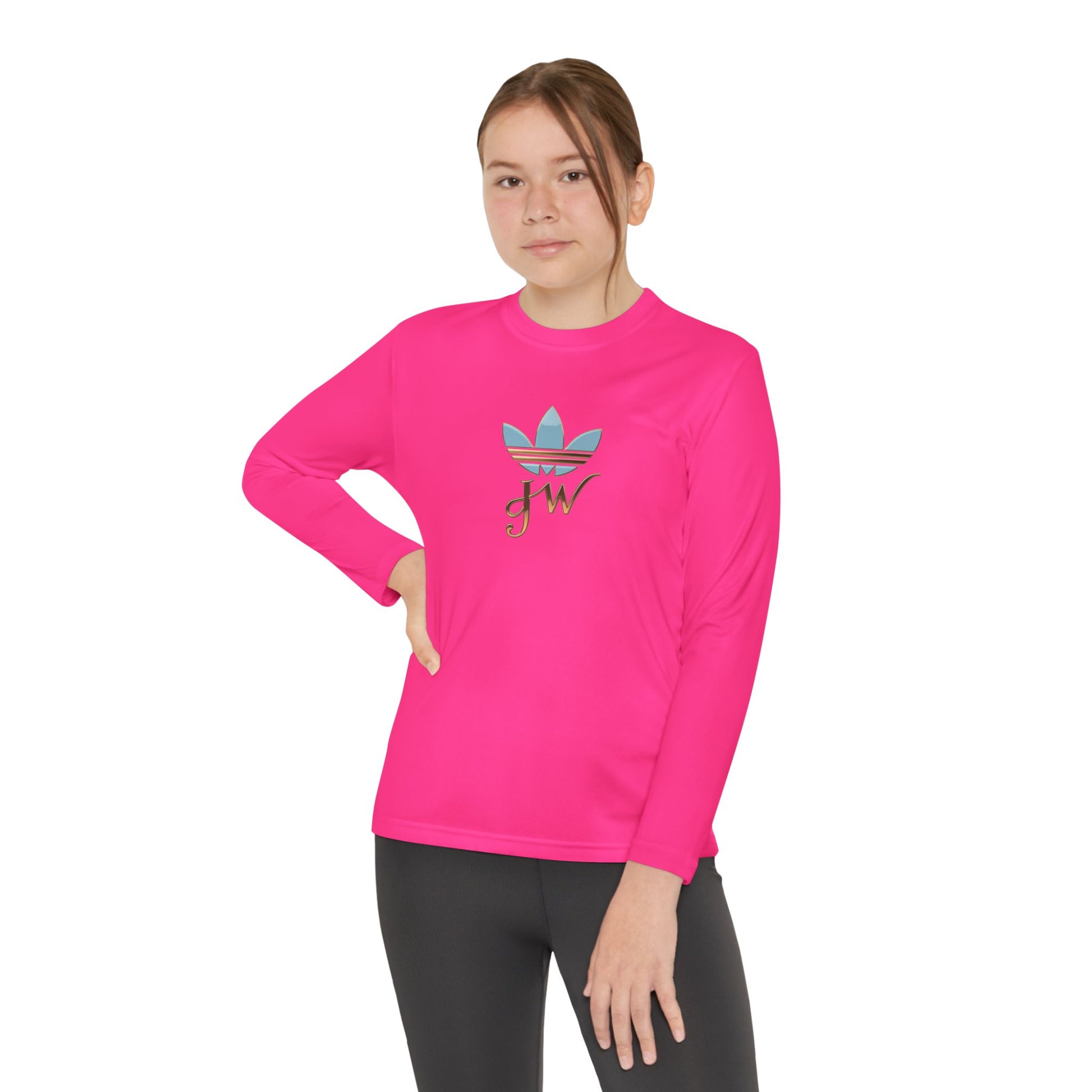 Youth Long Sleeve Active Tee - Lightweight Competitor Shirt with Stylish Logo - JW Store