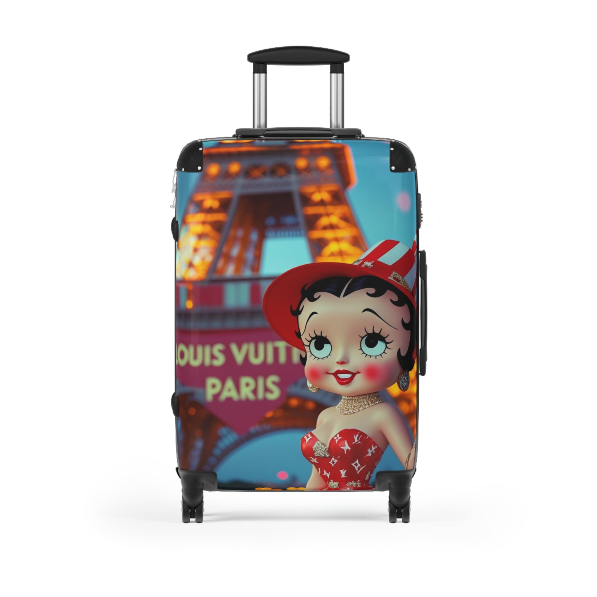 Retro Cartoon Suitcase with Eiffel Tower Design - JW Store