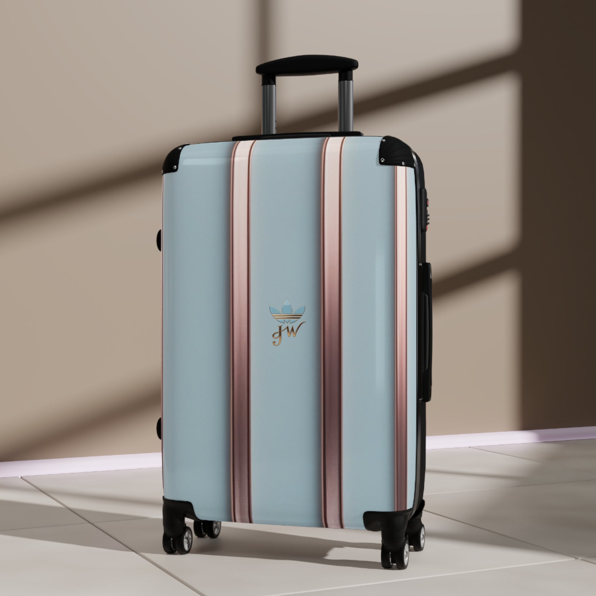 Stylish Hard-Shell Suitcase with Rose Gold Accents - JW Store